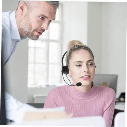 Mikikit Single Ear Headset with Microphone Comfortable Wired Business Headset for Calls Noise Reduction Technology for Gaming and Professional Use Durable Design