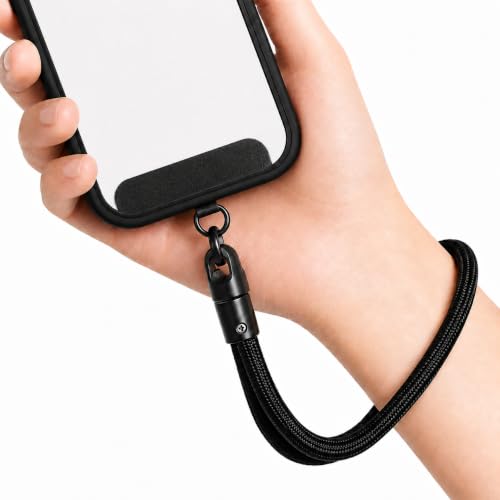 RayHenry Phone Wrist Strap Lanyard with 0.4mm Ultra-Thin Tether Tab & 360° Swivel Hook, Anti-Drop Braided Hand Strap for Travel, Shopping, Walking & Daily Carry, Black