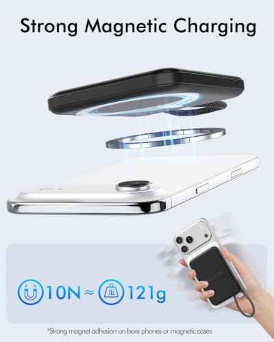 for Magsafe Power Bank 5000mAh, Slim Magnetic Portable Charger - color: Black