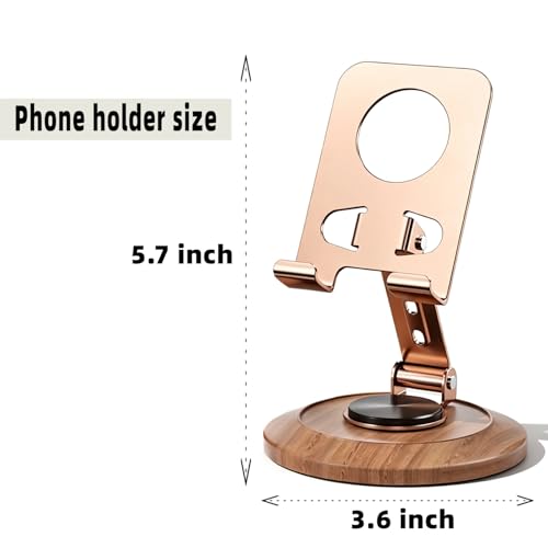 Adjustable Cell Phone Stand,360 Rotating Foldable Desktop (Wood Grain Color)