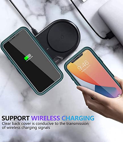 Diverbox for iPhone 11 Case [Shockproof] [Dropproof] [Tempered Glass Screen Protector],Heavy Duty Protection Phone Case Cover for Apple iPhone 11 (Dark Green-3in1) - color: Dark Green-3in1