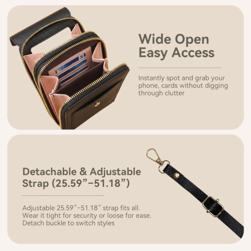 Touchscreen Phone Crossbody Bag for Women,2026 Small Anti Theft Leather Bag,Adjustable PU Leather Phone Bag - color: Green