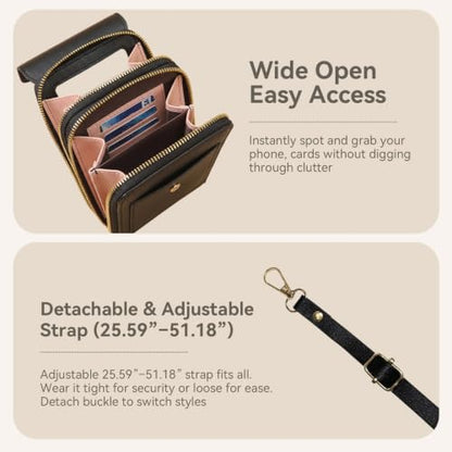 Touchscreen Phone Crossbody Bag for Women,2026 Small Anti Theft Leather Bag,Adjustable PU Leather Phone Bag - color: Green