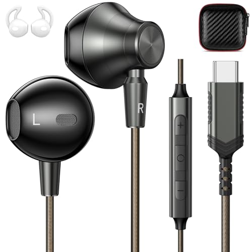 APETOO USB C Headphones with Mic & Volume Control for Samsung S26 S25 A17