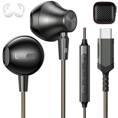 APETOO USB C Headphones with Mic & Volume Control for Samsung S26 S25 A17