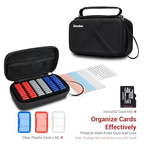 EVA PU MicroSD Card Case with 60 Individual Clear Plastic TF Card Holders - size: for 60 TF