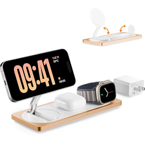 PETINO 3 in 1 Wireless Charging Station for Apple Devices with MagSafe - color: Orange
