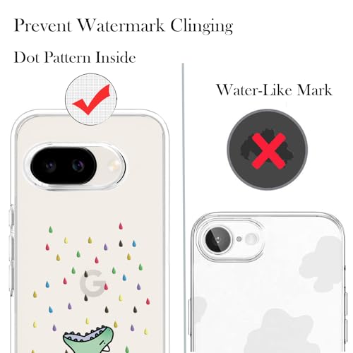 Unov for Pixel 10a Case, Clear with Design, Slim Fit Good Grip, Embossed Phone Case, Shockproof Protective Cover, Raised Camera Protection, Soft TPU, Rainbow Dinosaur - color: Rainbow Dinosaur