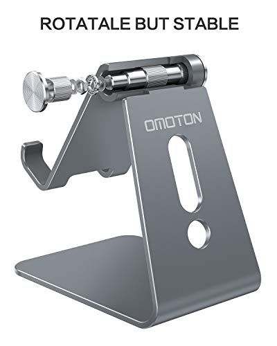 OMOTON C2 Adjustable Aluminum Cell Phone Stand with Charging Cutout, Grey - color: Grey
