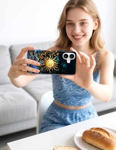Magnetic Flower Phone Case for iPhone 17 Pro, Blue | Compatible with MagSafe, Cute Stained Glass Beach Aesthetic, TPU and PC Protective Phone Cover for Women Men Girls Boys - color: Blue Beach