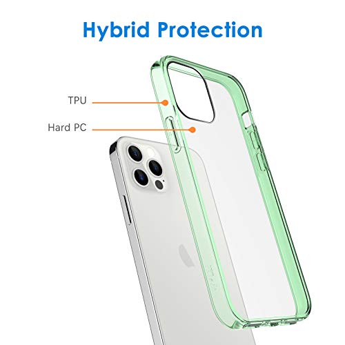 JETech Case for iPhone 12/12 Pro 6.1-Inch, Non-Yellowing Shockproof Phone Bumper Cover, Anti-Scratch Clear Back (Midnight Green) - color: Midnight Green