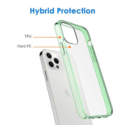 JETech Case for iPhone 12/12 Pro 6.1-Inch, Non-Yellowing Shockproof Phone Bumper Cover, Anti-Scratch Clear Back (Midnight Green) - color: Midnight Green