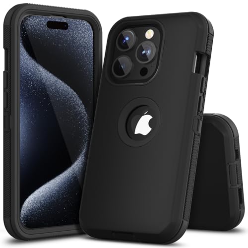 COOYA for iPhone 15 Pro Case Full Body Drop Protection, 6.1-inch Black | Rugged Case Shockproof 2-Layer, Dustproof Heavy Duty Hybrid Non-Slip Rubber Phone Cover Front Bumper Hard Shell for Women Men - color: Black, size: for iPhone 15 Pro 6.1-inch