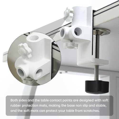 RTNLIT Desk Lamp Clamp, 1/2 inches 4 Hole Metal Table Mounting Clamp, White - color: White