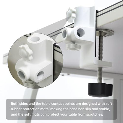 RTNLIT Desk Lamp Clamp, 1/2 inches 4 Hole Metal Table Mounting Clamp, White - color: White