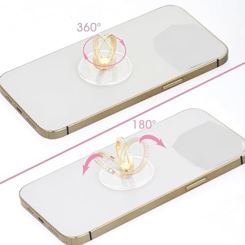3 Pcs Finger Ring Set Stands Cellphone Ring Holder, Rhinestones Phone Holder 360° Rotation Ring Stand, Clear Cell Phone Kickstand for Most of Phones, Tablets