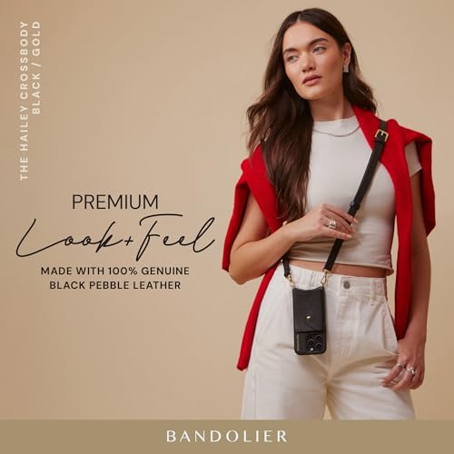 Bandolier Hailey Leather Crossbody Phone Case iPhone 16 Pro - Black/Gld - color: Black/Gold, size: iPhone 16 Pro