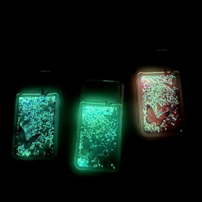 Compatible with iPhone 17 Pro Max Glitter Butterfly Case Glow in The Dark Women Girls Girly Bling Sparkle Flowing Quicksand Light up Soft TPU Bumper Luminous Clear Phone Cover Pink - color: Pink, size: iPhone 17 Pro Max