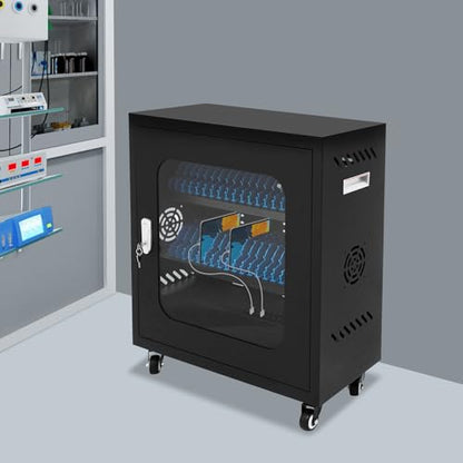 40-Device Charging Station, Charging Cabinet for Cellphones, Rechargeable Cellphone Locker Storage Charging Station, USB Cell Phone Charging Cart with Cable Management & Lock - color: Black-40 Slots