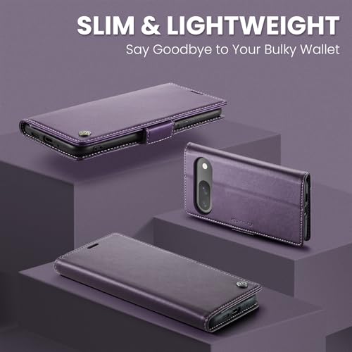 Wallet Case for Google Pixel 10/Google Pixel 10 Pro, Magnetic Flip Case with RFID Blocking Card Holder Kickstand for Women Men, Shockproof Durable Protective Phone Cover (Purple) - color: Purple