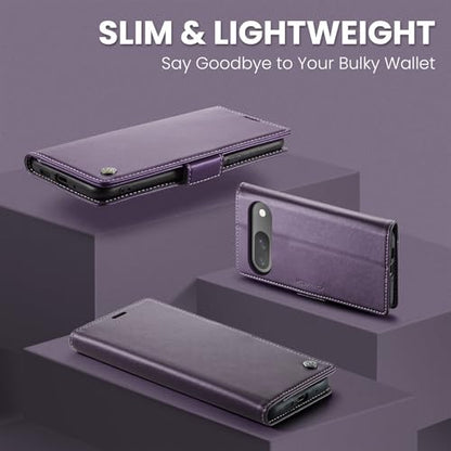Wallet Case for Google Pixel 10/Google Pixel 10 Pro, Magnetic Flip Case with RFID Blocking Card Holder Kickstand for Women Men, Shockproof Durable Protective Phone Cover (Purple) - color: Purple
