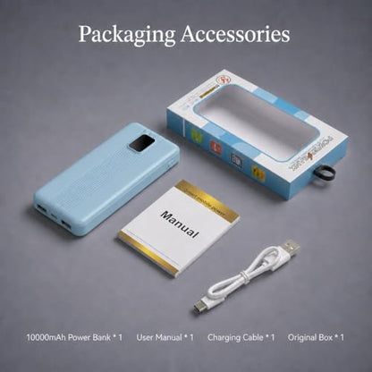 10000mAh Portable Charger with 4 Built-in Cables, 22.5W Fast Charging Power Bank, LED Display, Slim Travel Battery Pack for iPhone 17/16/15/14, Samsung Galaxy, iPad & More - color: Blue