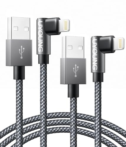 Right Angle USB to Lightning Cable [MFi Certified] iPhone Charger 6FT 2Pack - color: Grey, size: 6FT