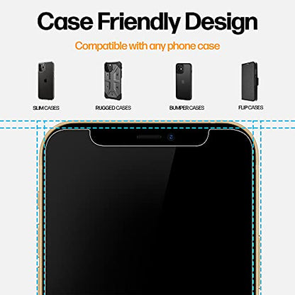 Power Theory Designed for iPhone 12 Pro Max Privacy Screen Protector Tempered Glass Anti Spy protection [9H Hardness], Easy Install Kit, 99% HD Bubble Free Case Friendly, Anti-Scratch, 2 Pack - size: iPhone 12 Pro Max [2-Pack]