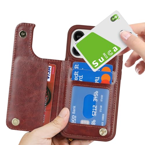 iCoverCase Compatible with iPhone 14 Pro Case with Card Holder, Wallet Case for Women Men RFID Blocking PU Leather Protective Phone Case 6.1 Inch (Dark Brown) - color: Dark Brown