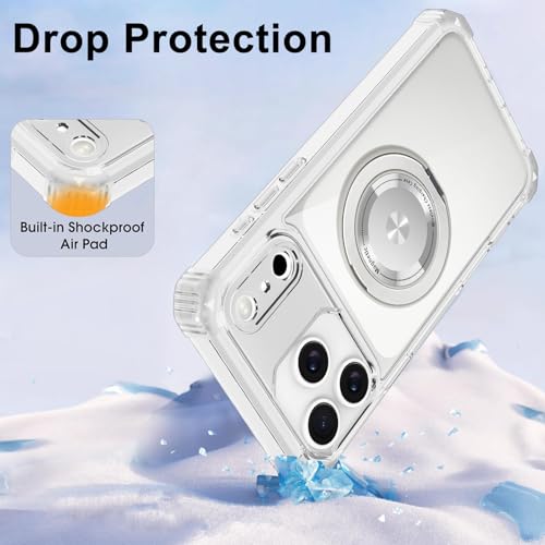 Clear Case for iPhone 17 Pro Max with Stand Compatible with MagSafe | Military Grade Heavy Duty Cover with 360 Rotatable Ring Kickstand -260417 - color: Clear, size: iPhone 17 Pro Max