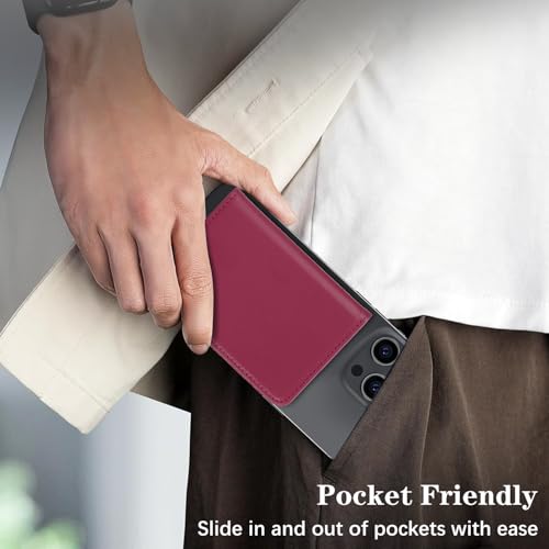 Lipvina For iPhone MagSafe Wallet with Kickstand - Magnetic Card Holder RFID Blocking Compatible with iPhone 17/16/15/14/13/12 Series Pro/Max/Plus (Red) - color: Red