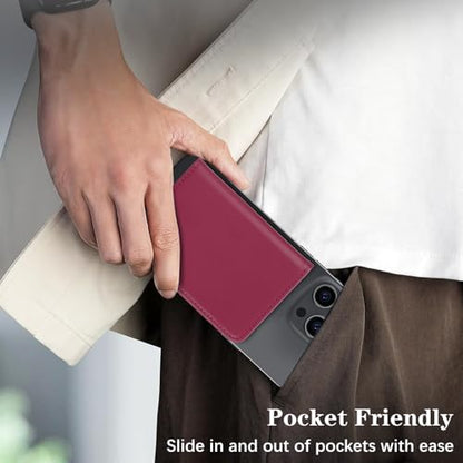 Lipvina For iPhone MagSafe Wallet with Kickstand - Magnetic Card Holder RFID Blocking Compatible with iPhone 17/16/15/14/13/12 Series Pro/Max/Plus (Red) - color: Red