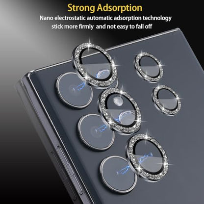 Camera Lens Protector for Samsung Galaxy S25 Ultra, Glitter Black - color: Glitter Black