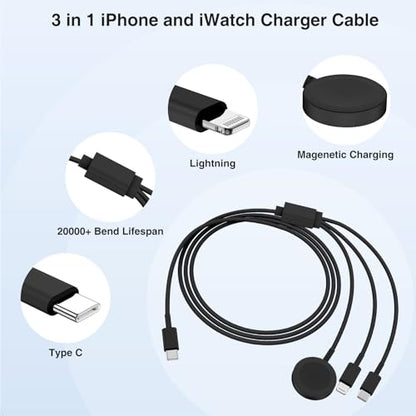 QZIIW 20W Apple Watch Charger,Apple Watch Magnetic Fast Charger USB C Cable - color: Black