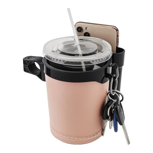 3-in-1 Universal Bike Cup Holder with Cell Phone Case Keys Hook, Beige - color: beige