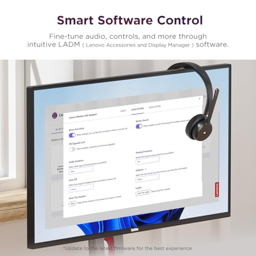 Lenovo Wireless VoIP Headset Teams Certified, Noise-Canceling Mic, Bluetooth 5.3 Multipoint, USB-A Receiver, 31-Hour Talk & 60-Hour Playback, Lightweight Over-Ear Design, Replaceable Earcups - style: Wireless - ENC (Teams)