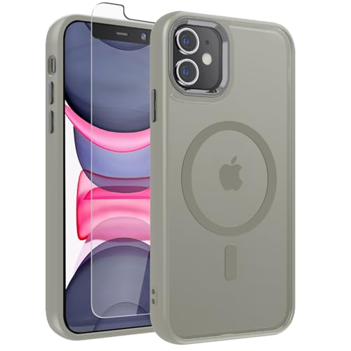 WRJ Case for iPhone 11, Magnetic Translucent Phone Case for Women Men [Compatible with Magsafe] Slim Anti-Fingerprints Shockproof Protective Cover with Screen Protector 6.1 Inch-Grey - color: Grey, size: For Iphone 11 6.1 Inch