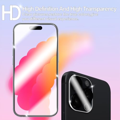 BIGFACE for iPhone 16 Pro Screen Protector + Camera Lens Protectors, [2 + 2 Pack] Premium HD Tempered Glass, Anti-Bubble 3D Curved Accuracy Film For iPhone 16 Pro(6.3 Inch) - size: iPhone 16 Pro(6.3")