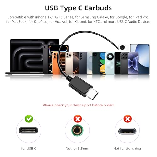 APETOO USB C Wired Earbuds for iPhone 18 Pro 17 16 15 Volume Control Blue - color: Blue