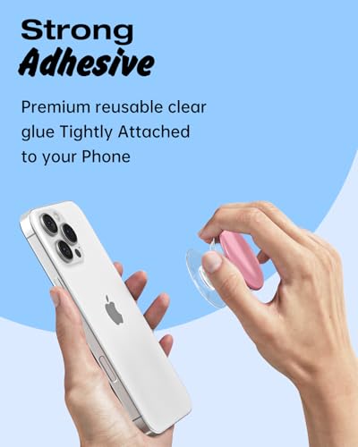 Svanove Adhesive Phone Grip Stick Holder, Collapsible Cell Phone Stand Expanding Kickstand for iPhone Samsung Mobile Phones Accessory, Cute Sticky Phones Grips Soft Silicone Glossy Jelly, Light Pink - color: Pink, style: Adhesive
