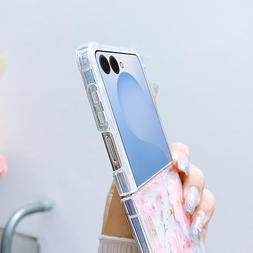 Compatible with Samsung Galaxy Z Flip 8 Case Clear Flower Women | Dried Pressed Floral Soft TPU Shockproof Protective Phone Cover Girls - color: TPU/Flower Light Pink, size: Samsung Galaxy Z Flip 8
