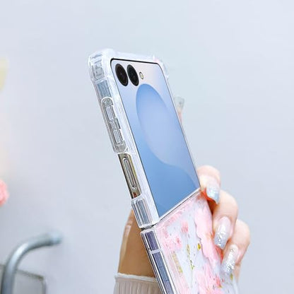 Compatible with Samsung Galaxy Z Flip 8 Case Clear Flower Women | Dried Pressed Floral Soft TPU Shockproof Protective Phone Cover Girls - color: TPU/Flower Light Pink, size: Samsung Galaxy Z Flip 8