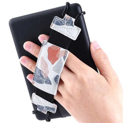 Secure Hand Strap for Kindle and Tablet - High Elasticity Finger Grip Holder Accessories for 6-8 Inches E-Book Tablet. - color: Bohemian Leaves