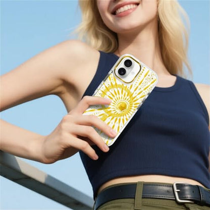 VisEnt Clear Case for iPhone 17, Magnetic Phone Case, Transparent Slim Cover, Military Grade Protection, Shockproof, Anti-Yellowing, Scratch Resistant, Folk Gold Sun - color: Folk Gold Sun, size: Iphone 17
