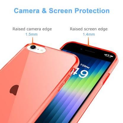 JJGoo Compatible with iPhone SE Case 2022/2020, Compatible with iPhone 7 8 Case Clear Soft Transparent Shockproof Protective Slim Thin Bumper Phone Cover, Red - color: Red