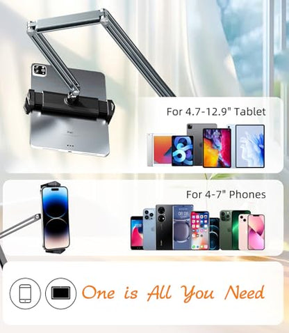 Tablet Stand Holder for Desk Mount, Ultra-Sturdy Phone & iPad Holder with 360° Rotation, Aluminum Tablet Arm Mount, Adjustable Kindle Stand Fits 4-13" Devices (iPad Pro/Air/Mini) #931001