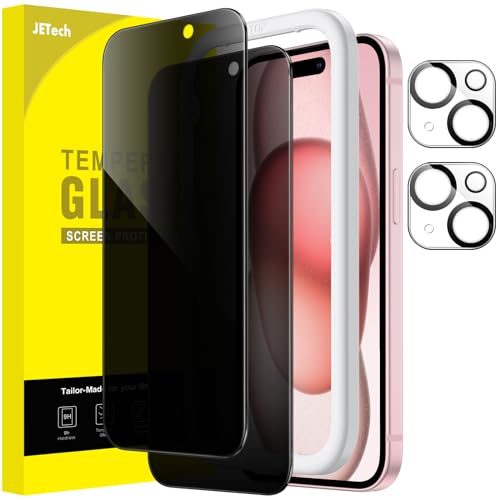 JETech Privacy Screen Protector for iPhone 15, 2+2 Pack - size: iPhone 15