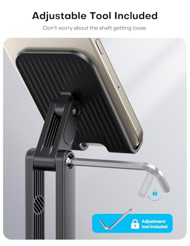 OMOTON Cell Phone Stand for Desk, 2 Pack Adjustable Foldable Phone Holder - color: Black & White