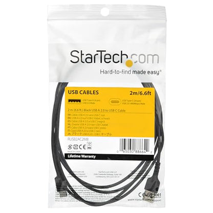 StarTech 6.6ft (2m) USB-A to USB-C Fast Charging Cable, Rugged, Charge & Sync, 3A, Black TPE Jacket - size: 6 ft / 2 m, style: black