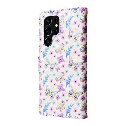 UEEBAI Wallet Case for Samsung Galaxy S22 Ultra 5G, PU Leather Kickstand RFID Blocking Flip With Card Slots, Wrist Strap, Relief Engraved Pattern, Magnetic Closure - Butterfly Flower Folio - color: Butterfly, size: Samsung Galaxy S22 Ultra 5G